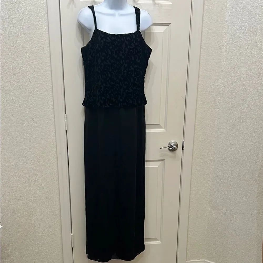 Patra Black Pants Romper Spaghetti Straps Velvet Silky Flowy wide Leg Cocktail